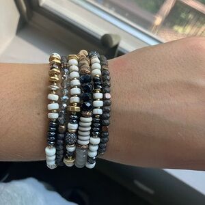 Mixed Neutral Bead and Stone Bracelets